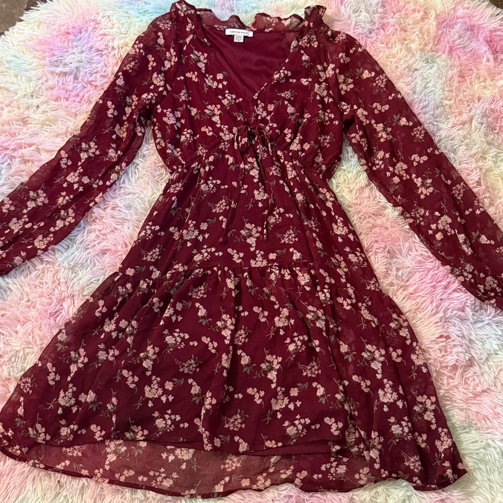 American Eagle Outfitters Burgundy Floral Blouse